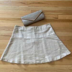 New York & Company Metallic Gold A-Line Flare Skirt - Size 16